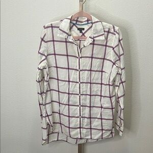 Talbots women’s button down shirt cream purple large